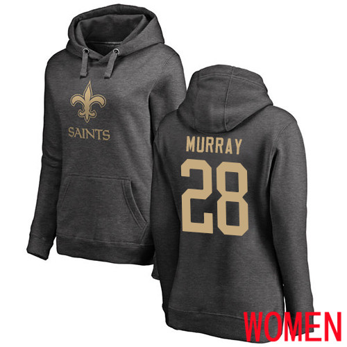 New Orleans Saints Ash Women Latavius Murray One Color NFL Football #28 Pullover Hoodie Sweatshirts->nfl t-shirts->Sports Accessory